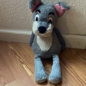 Disney Gray Plush  tramp dog with Pink Tag